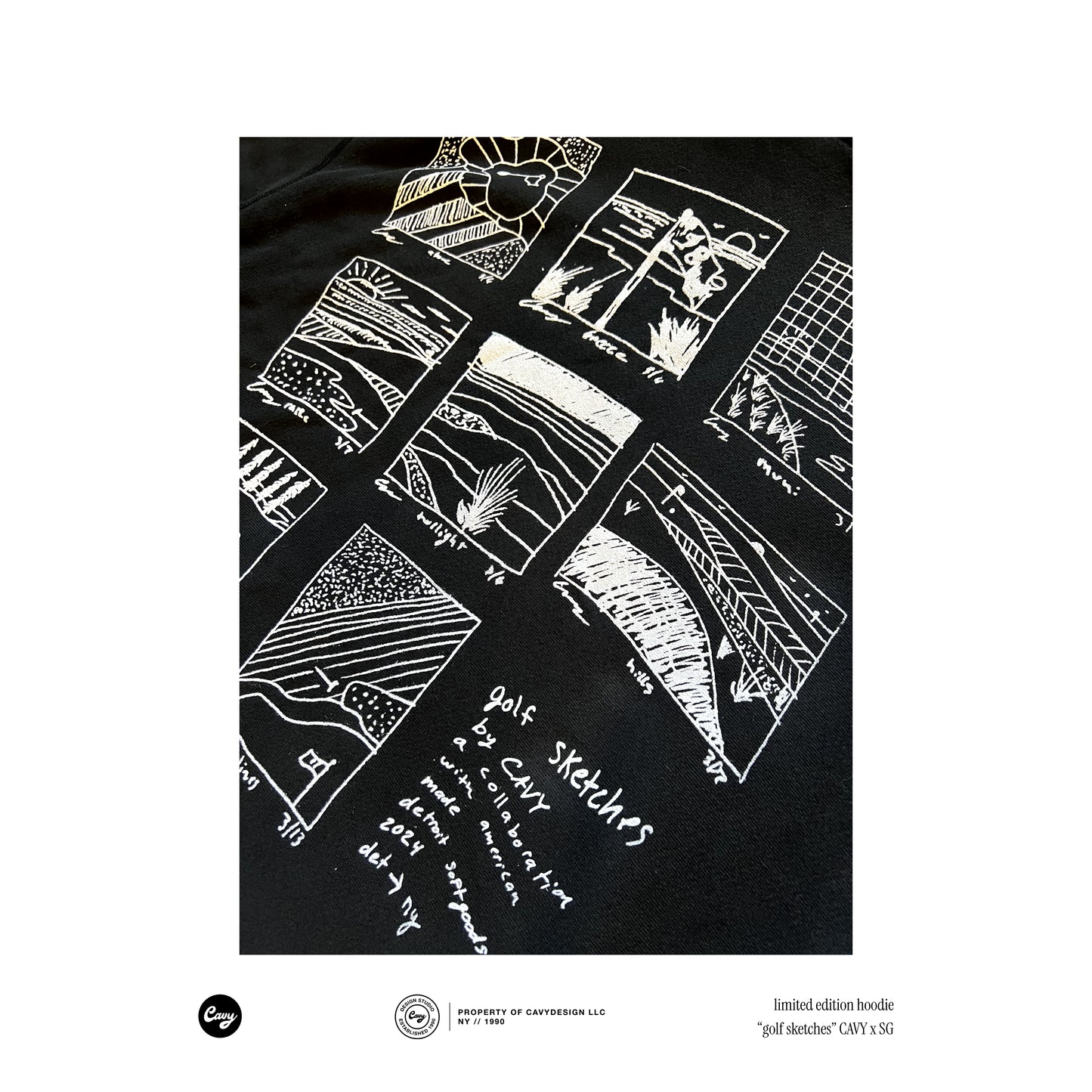 Golf Sketches Premium Hoodie - Black