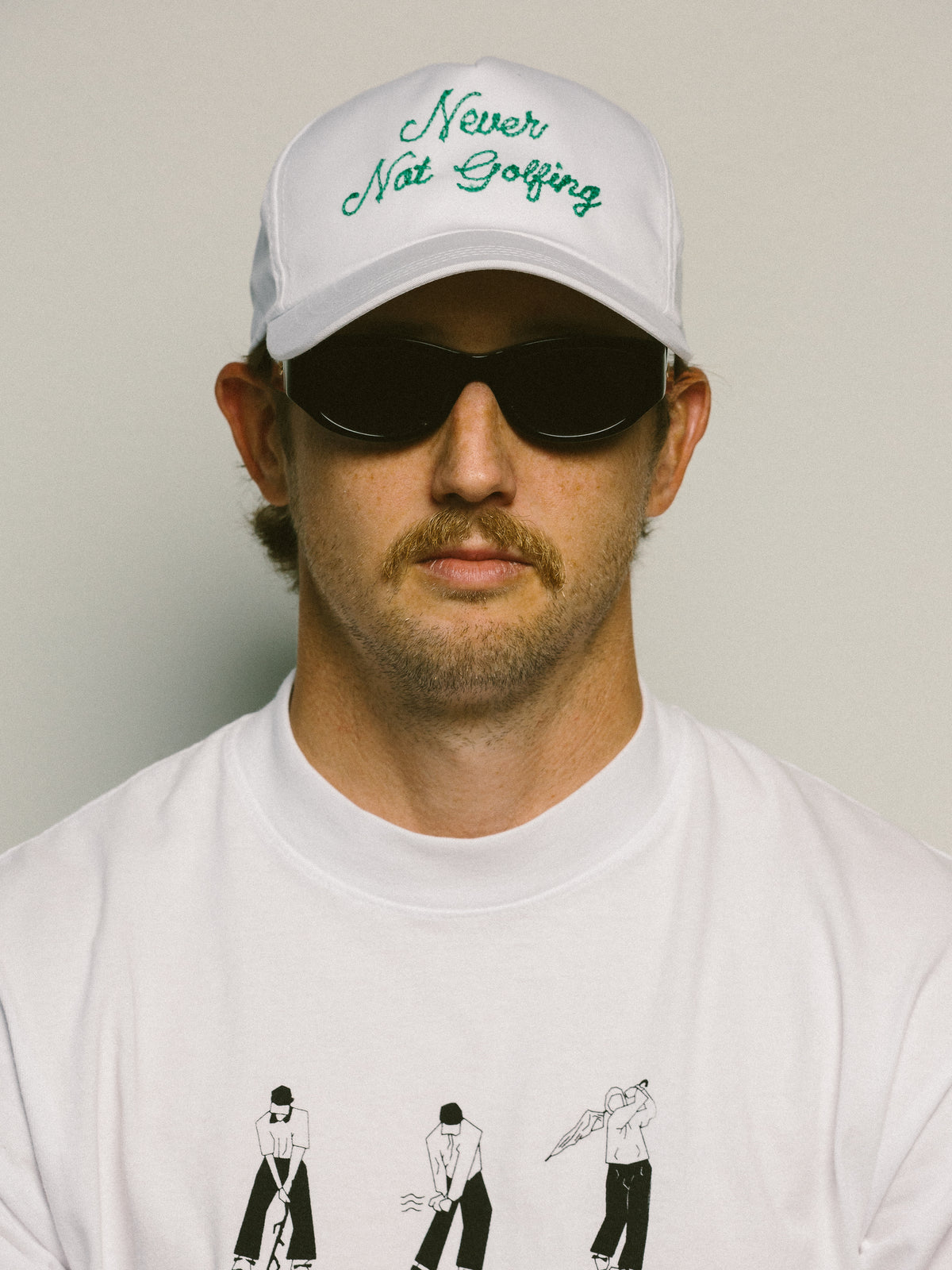 Never Not Golfing Hat — Green Chainstitch Embroidered 5-Panel